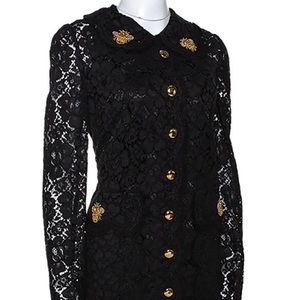 SOLD European style French lace black short dress Large